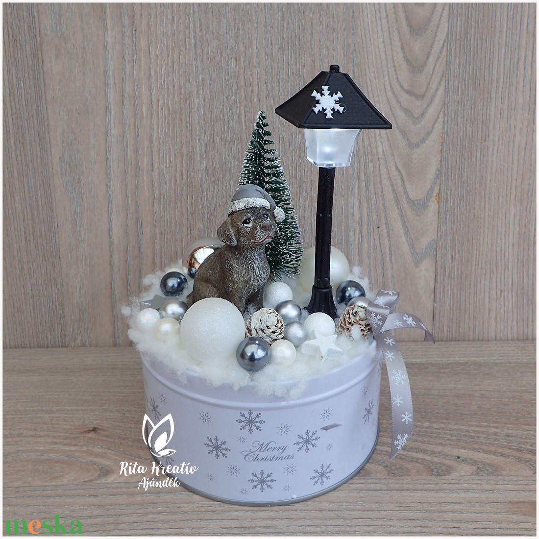 Karácsonyi kutyás asztaldísz - karácsony - adventi díszek - adventi asztaldísz - Meska.hu