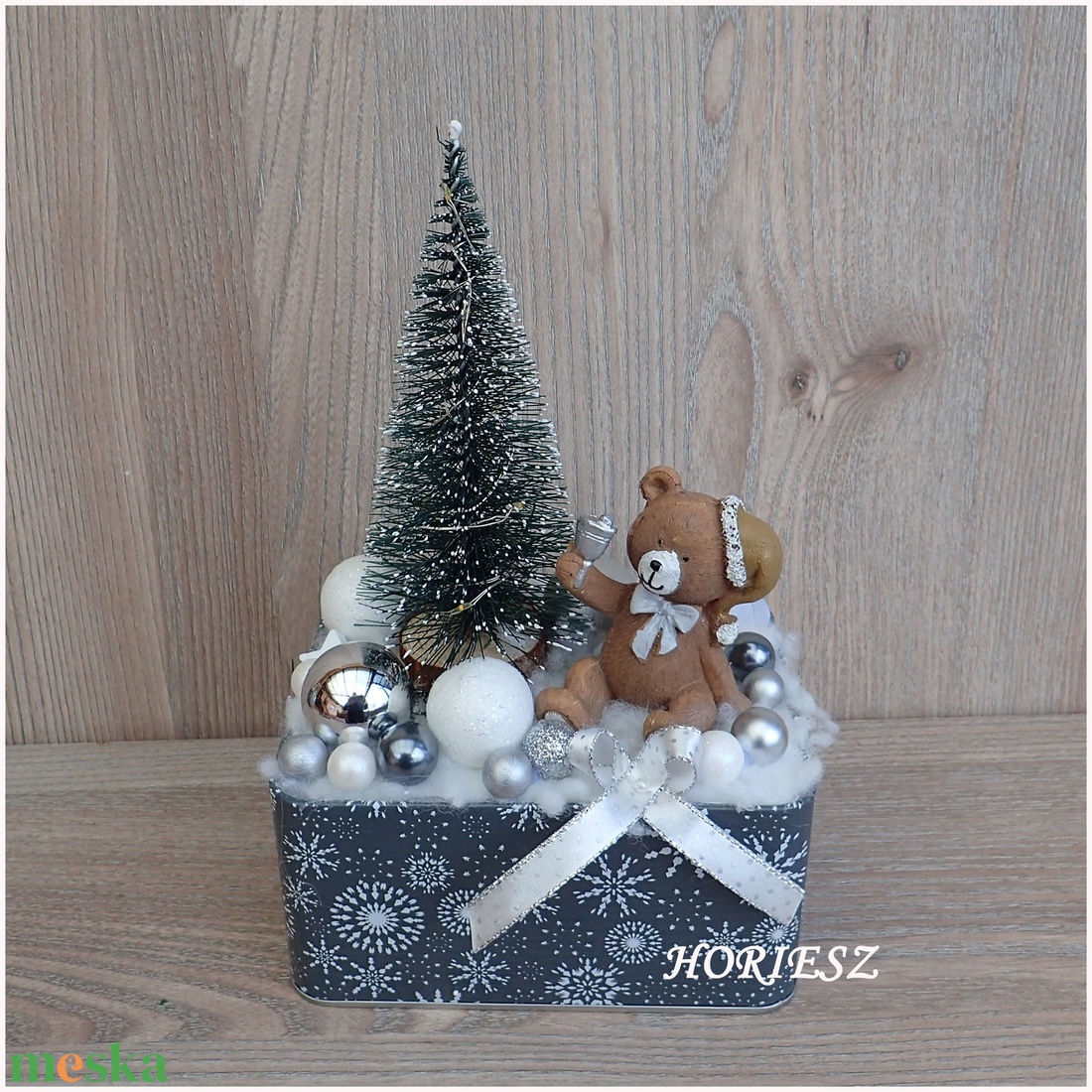 Karácsonyi macis ledes asztaldísz - karácsony - adventi díszek - adventi asztaldísz - Meska.hu