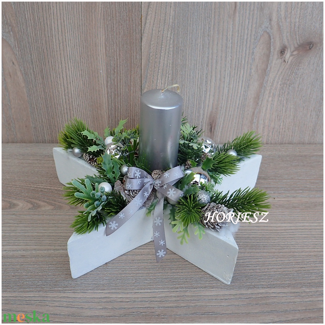 Karácsonyi gyertyás asztaldísz - karácsony - adventi díszek - adventi asztaldísz - Meska.hu