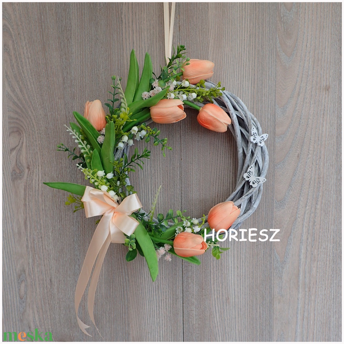 Tulipános vessző koszorú - otthon & életmód - dekoráció - ajtó- és ablak dekoráció - ajtódísz & kopogtató - Meska.hu