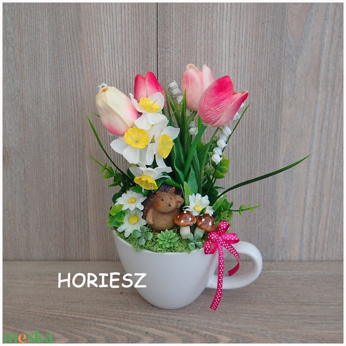 Bögrés sünis asztaldísz - otthon & életmód - dekoráció - asztal és polc dekoráció - asztaldísz - Meska.hu