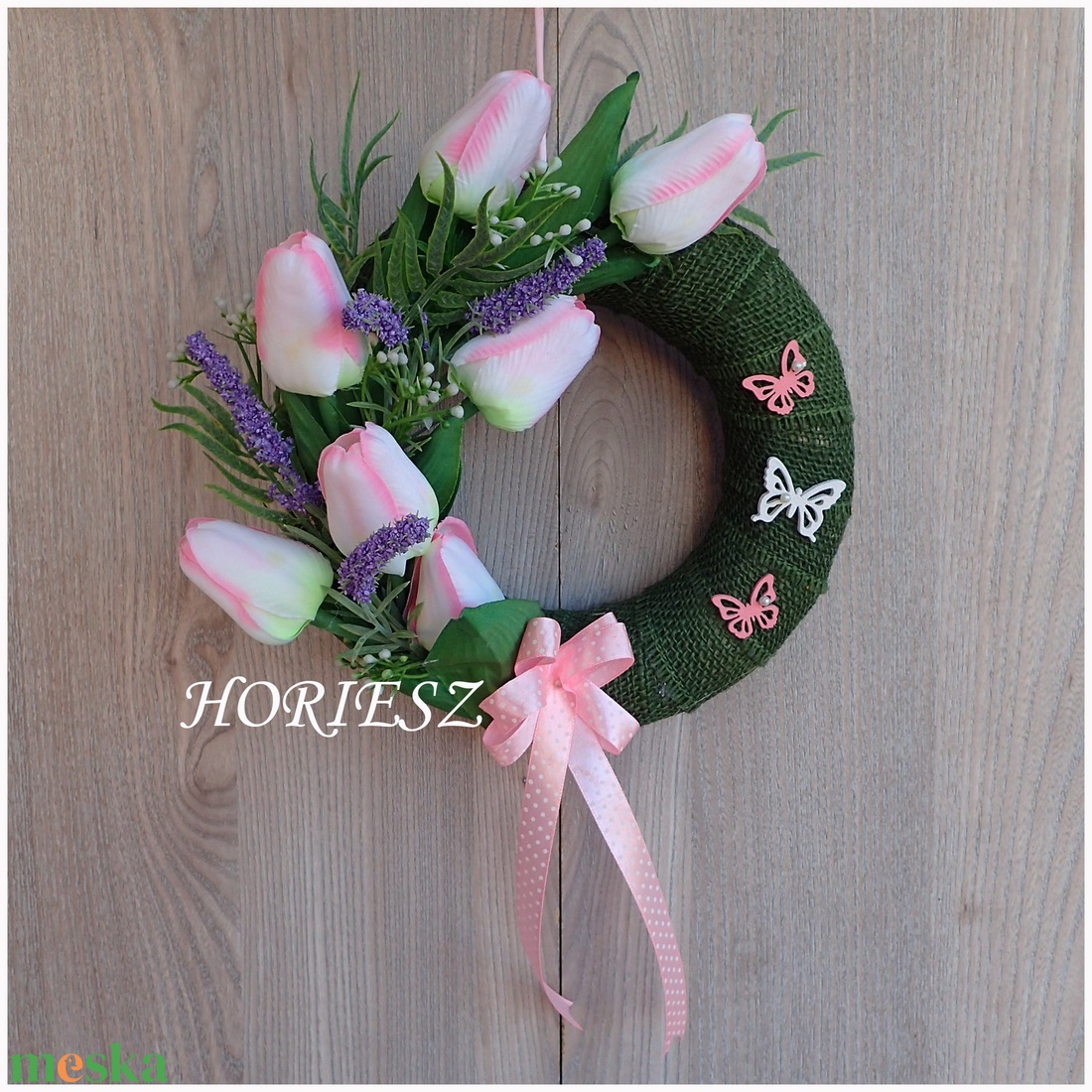 Tulipános koszorú - otthon & életmód - dekoráció - ajtó- és ablak dekoráció - ajtódísz & kopogtató - Meska.hu