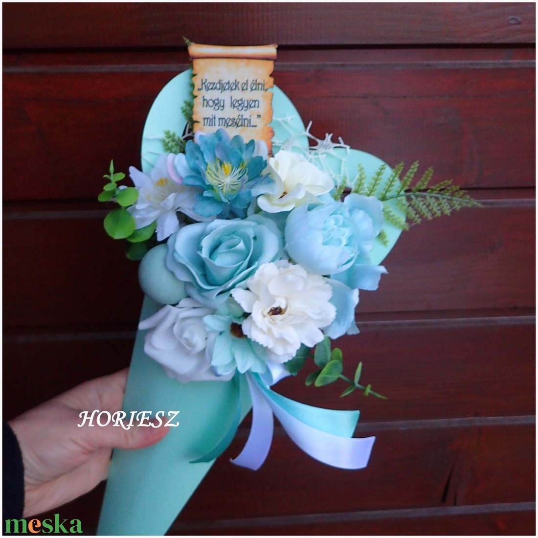 Virág csokor tölcsérben ballagásra - otthon & életmód - dekoráció - Meska.hu