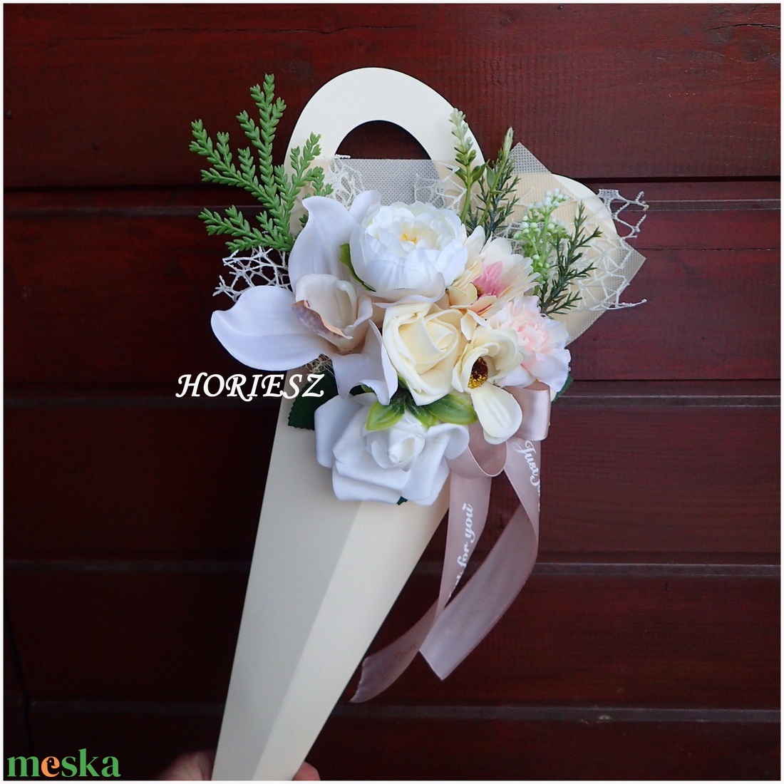 Virág csokor tölcsérben ballagásra - otthon & életmód - dekoráció - Meska.hu