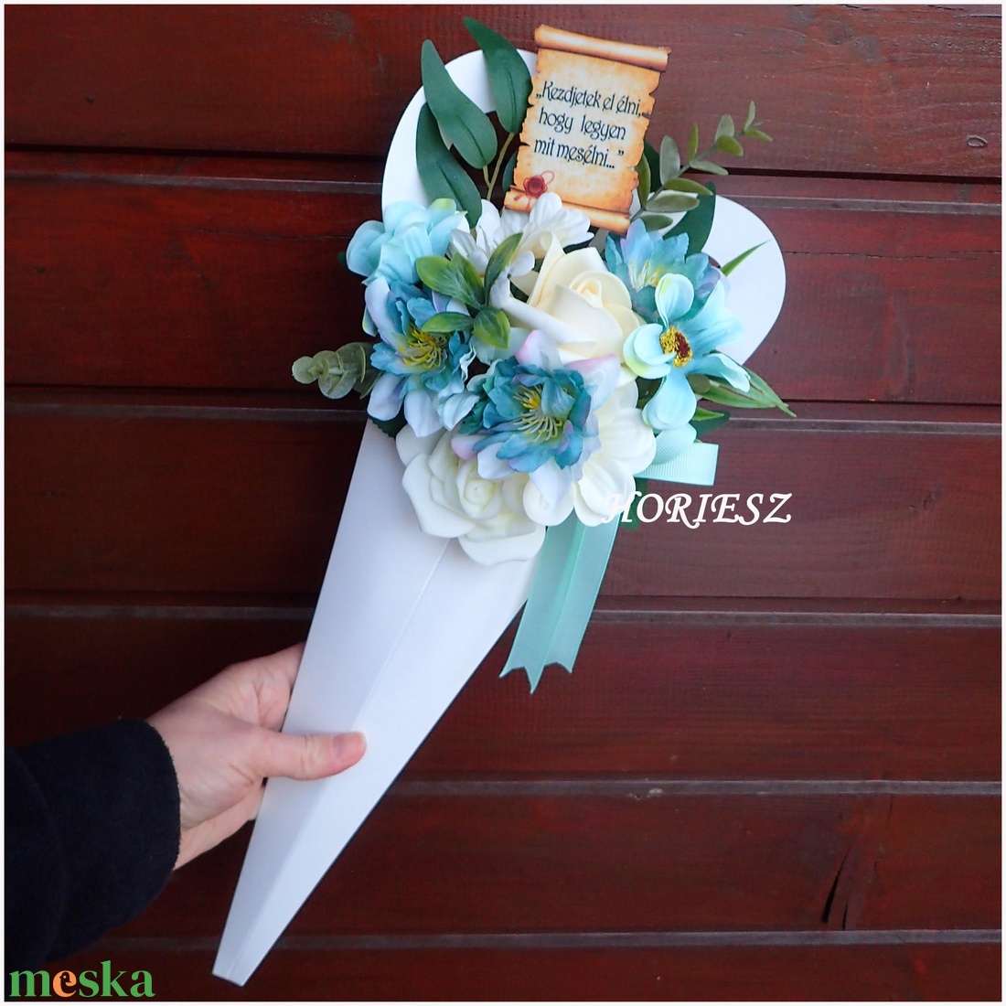 Virág csokor tölcsérben ballagásra - otthon & életmód - dekoráció - Meska.hu