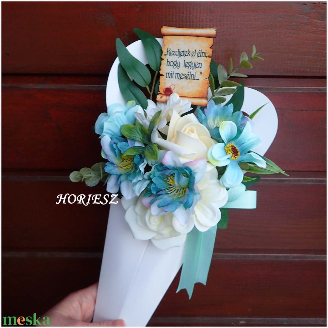 Virág csokor tölcsérben ballagásra - otthon & életmód - dekoráció - Meska.hu