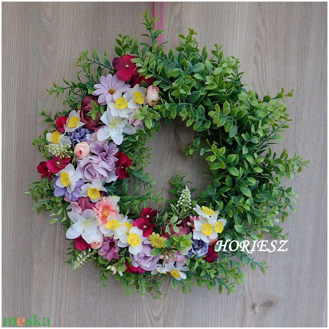 Üde nagy virágos koszorú - otthon & életmód - dekoráció - ajtó- és ablak dekoráció - ajtódísz & kopogtató - Meska.hu
