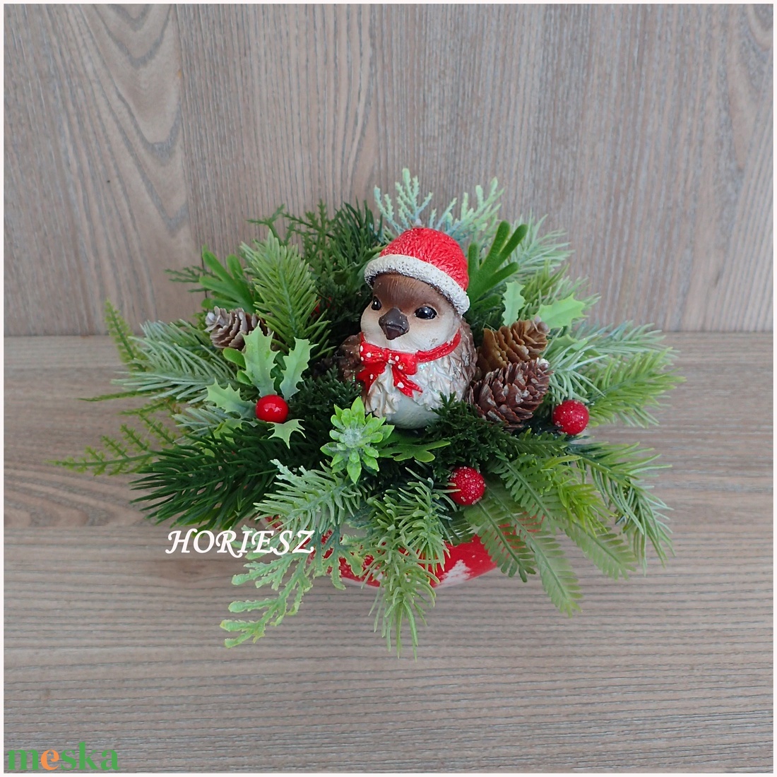 Madárkás téli asztaldísz - karácsony - adventi díszek - adventi asztaldísz - Meska.hu