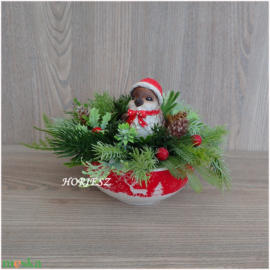 Madárkás téli asztaldísz - karácsony - adventi díszek - adventi asztaldísz - Meska.hu