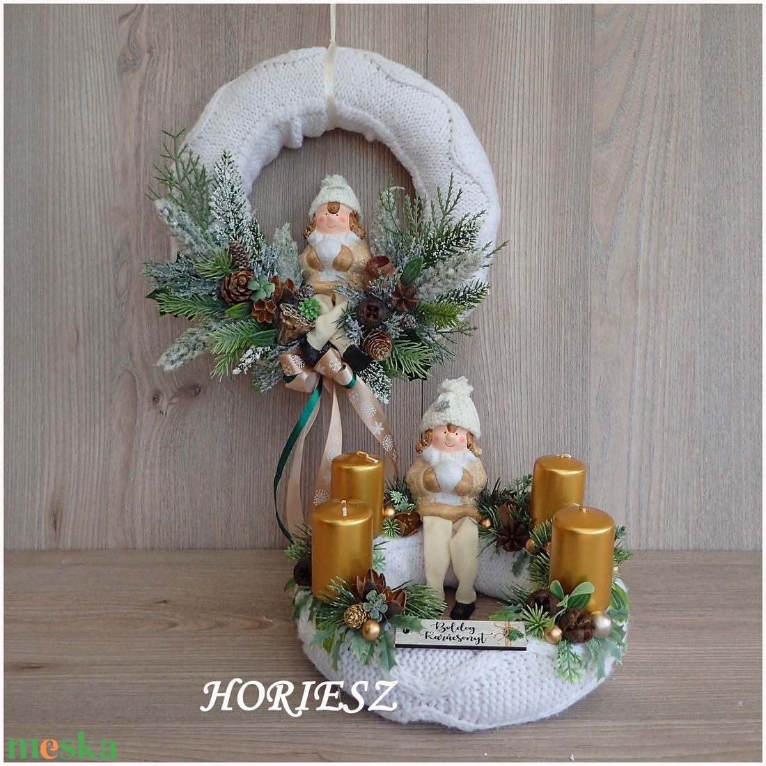 Adventi kötött alapú szett - karácsony - adventi díszek - adventi koszorú - Meska.hu