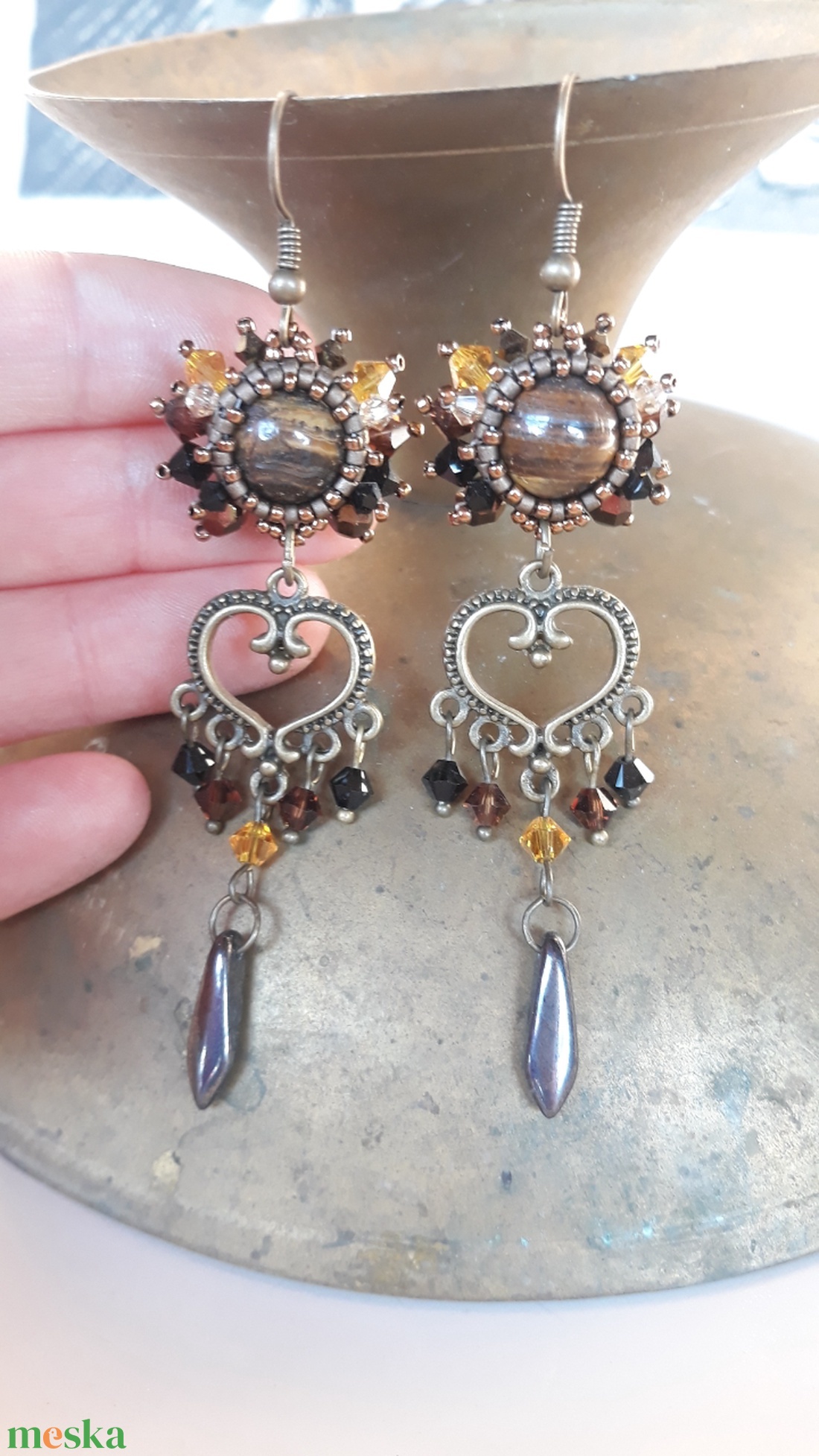 AKCIÓ! Tigrisszem - Swarovski fülbevaló - ékszer - fülbevaló - csillár fülbevaló - Meska.hu AKCIÓ! Tigrisszem - Swarovski fülbevaló - ékszer - fülbevaló - csillár fülbevaló - Meska.hu