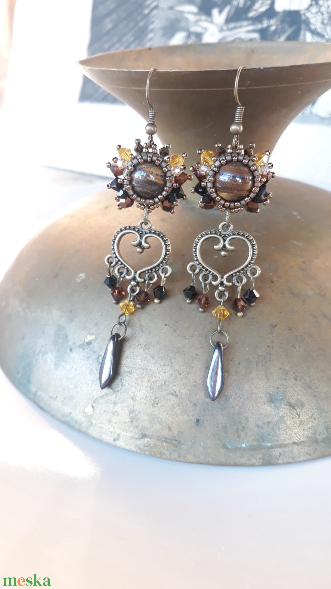 AKCIÓ! Tigrisszem - Swarovski fülbevaló - ékszer - fülbevaló - csillár fülbevaló - Meska.hu AKCIÓ! Tigrisszem - Swarovski fülbevaló - ékszer - fülbevaló - csillár fülbevaló - Meska.hu