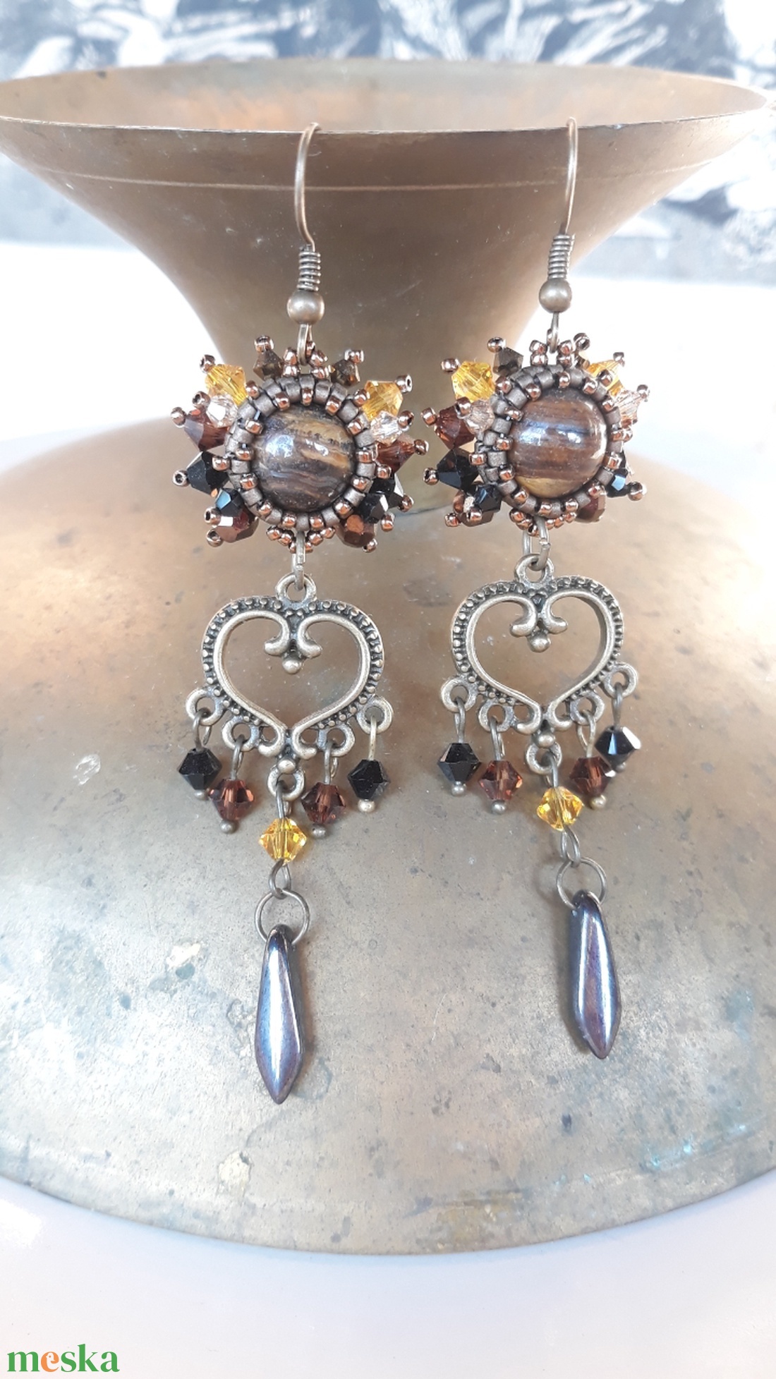 AKCIÓ! Tigrisszem - Swarovski fülbevaló - ékszer - fülbevaló - csillár fülbevaló - Meska.hu AKCIÓ! Tigrisszem - Swarovski fülbevaló - ékszer - fülbevaló - csillár fülbevaló - Meska.hu