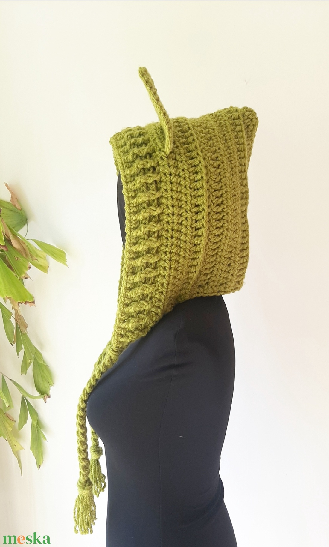 Füles kapucnisapi - almazöld - ruha & divat - sál, sapka, kendő - sapka - Meska.hu