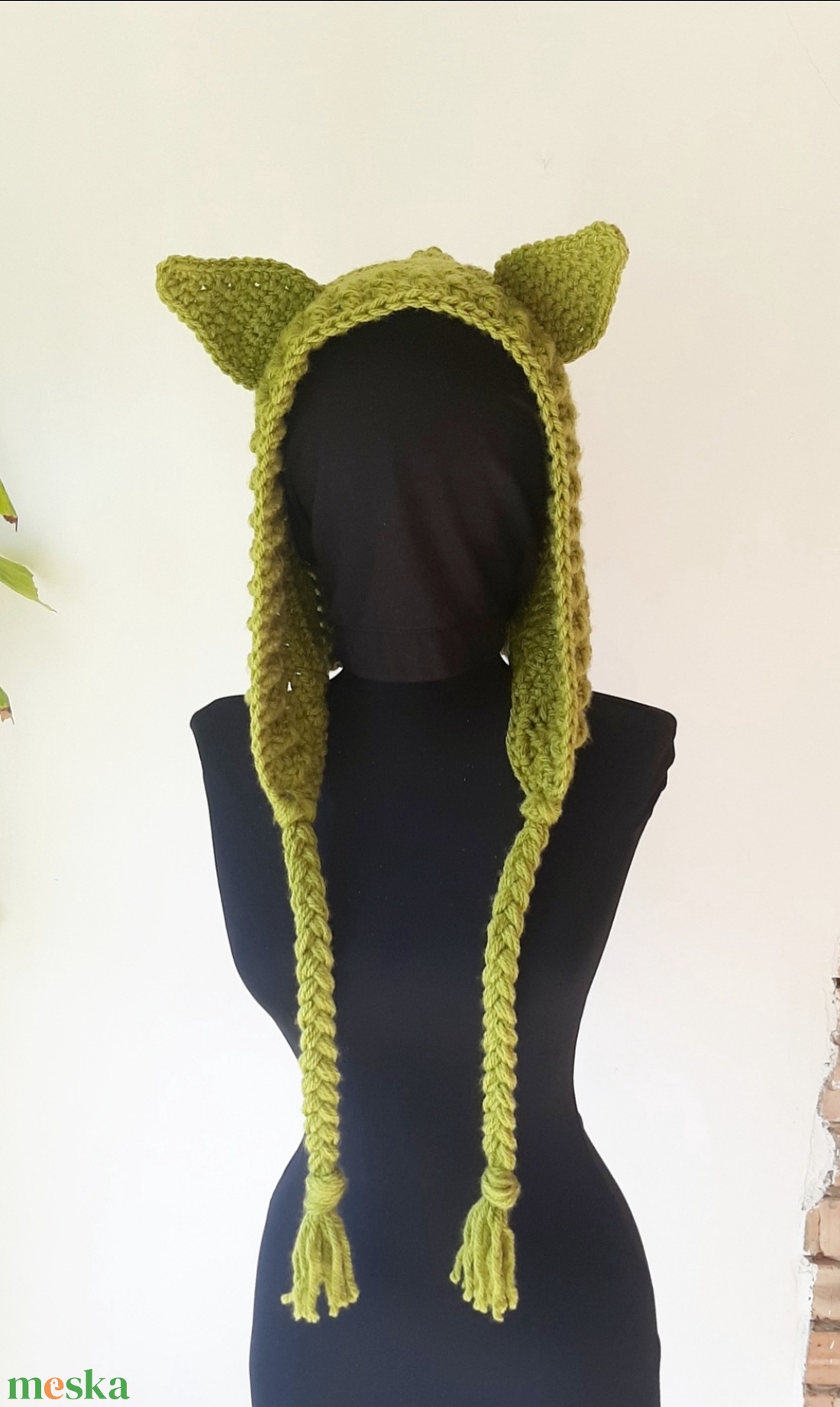 Füles kapucnisapi - almazöld - ruha & divat - sál, sapka, kendő - sapka - Meska.hu