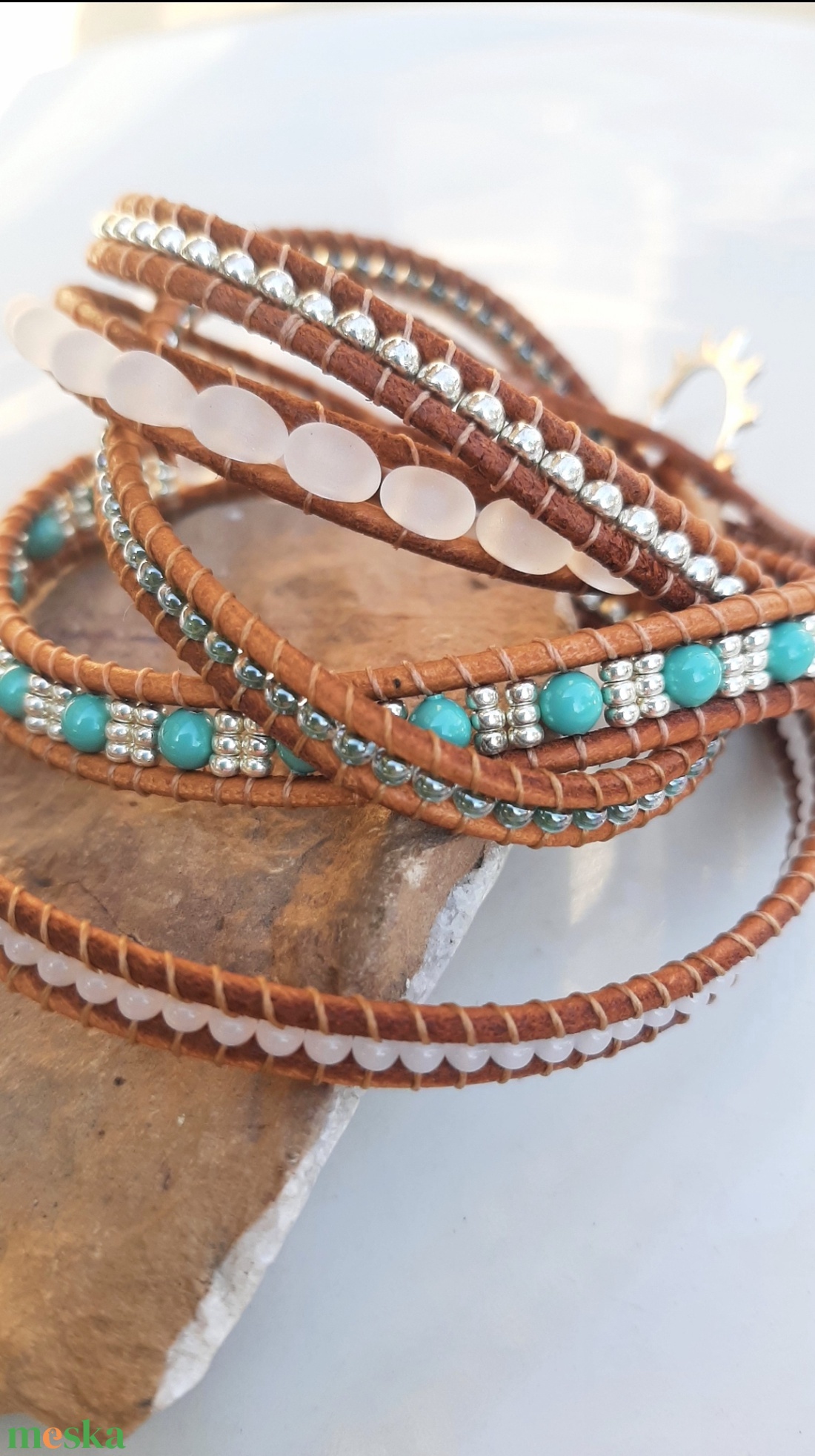 Wrap karkötő  - 5x  - ékszer - karkötő - gyöngyös karkötő - Meska.hu