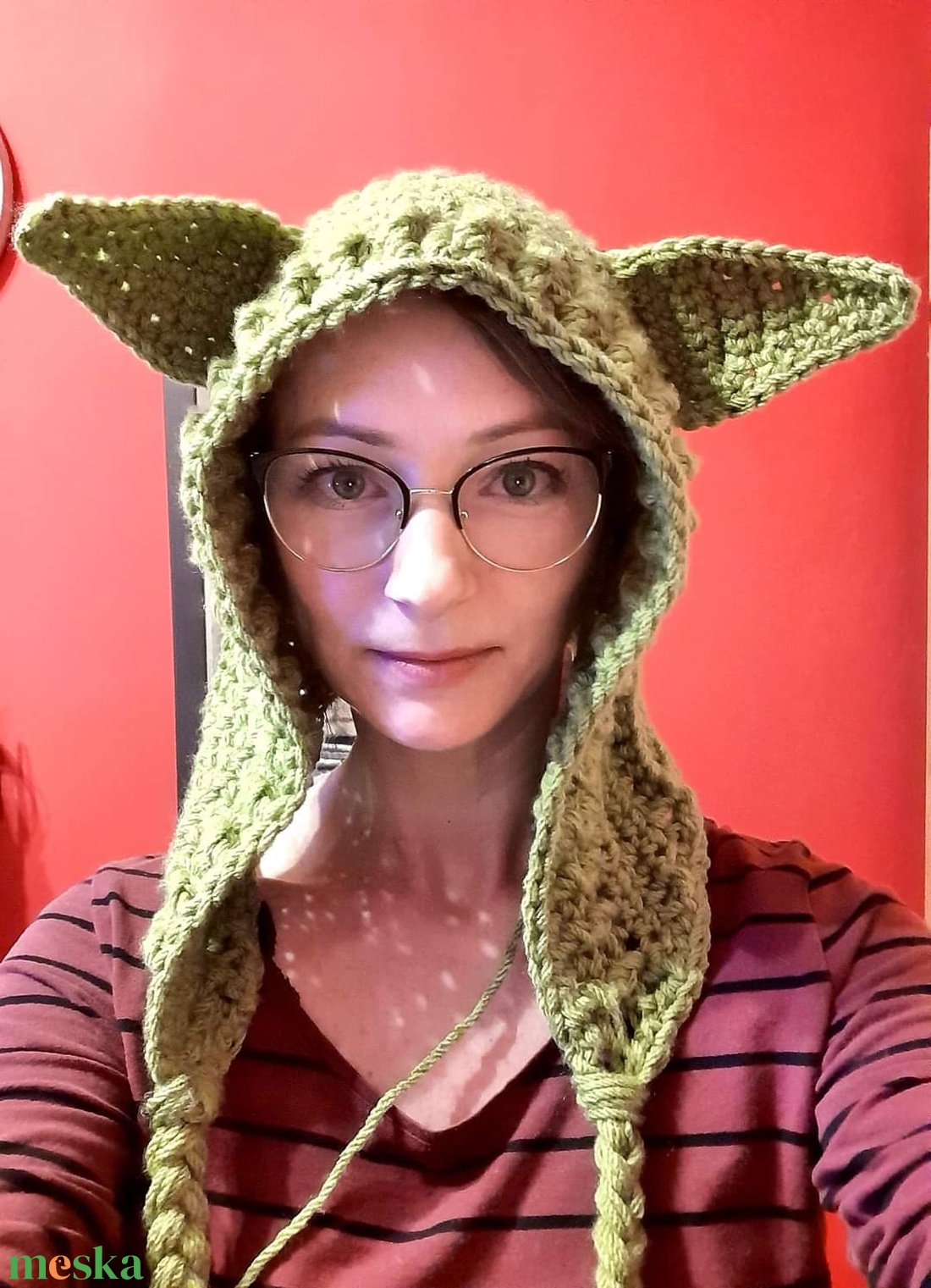 Füles kapucnisapi - almazöld - ruha & divat - sál, sapka, kendő - sapka - Meska.hu