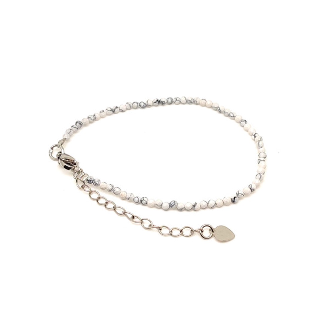 Fazettált howlit golyós ásvány karkötő állítható kapoccsal 2�2,5mm - ékszer - karkötő - ásványkarkötő - Meska.hu