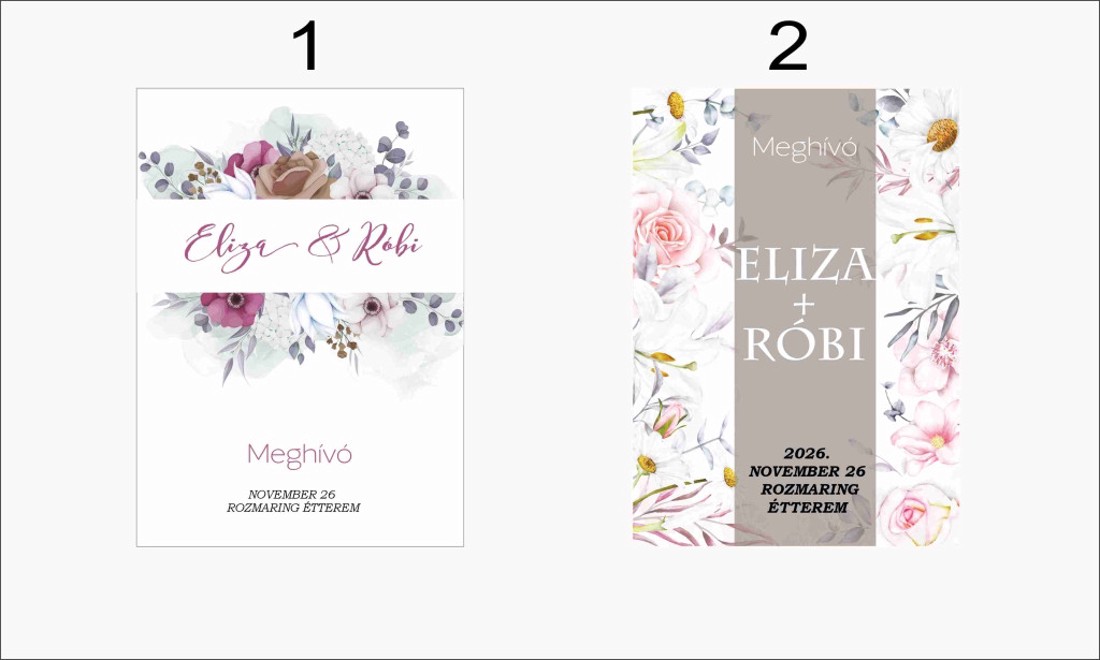 Klasszikus fehér esküvői meghívó virágmintával - esküvő - meghívó & kártya - meghívó - Meska.hu