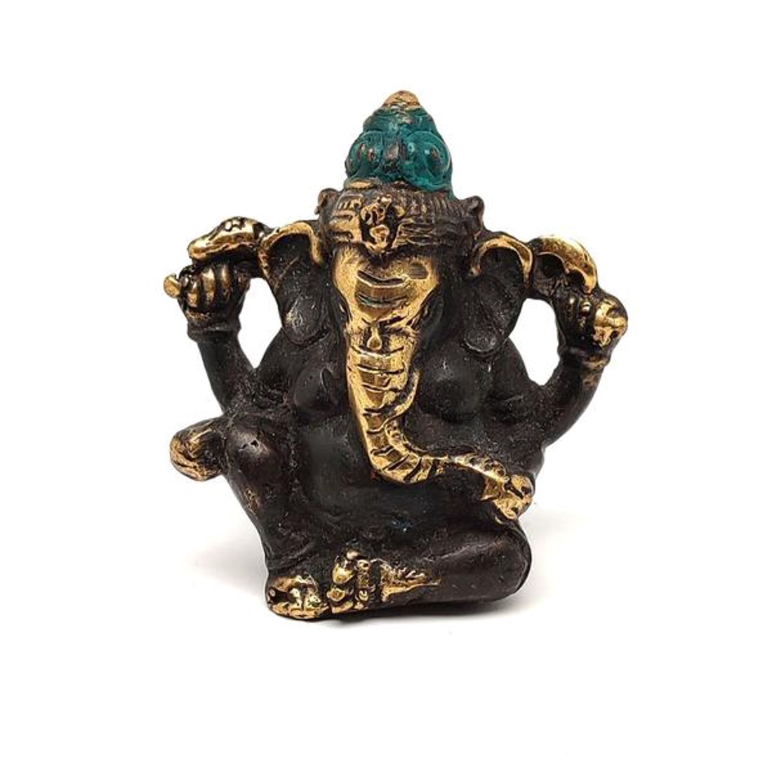 Réz figura Ganesha óarany kék 6,5x6cm - otthon & életmód - dekoráció - spiritualitás - Meska.hu