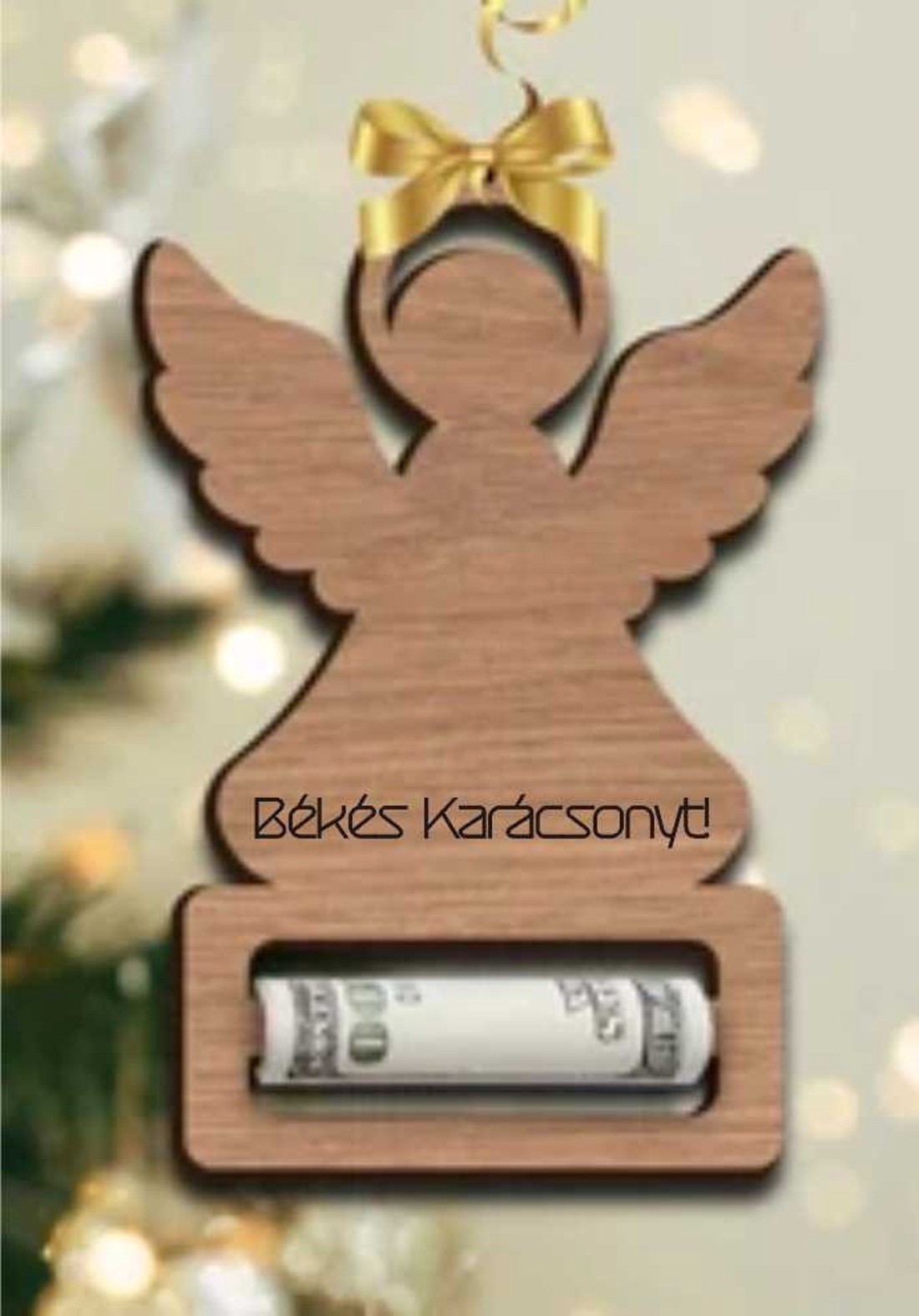 Karácsonyi pénzátadó angyalkás megszemélyesítve - karácsony - karácsonyi ajándékozás - karácsonyi ajándékcsomagolás - Meska.hu