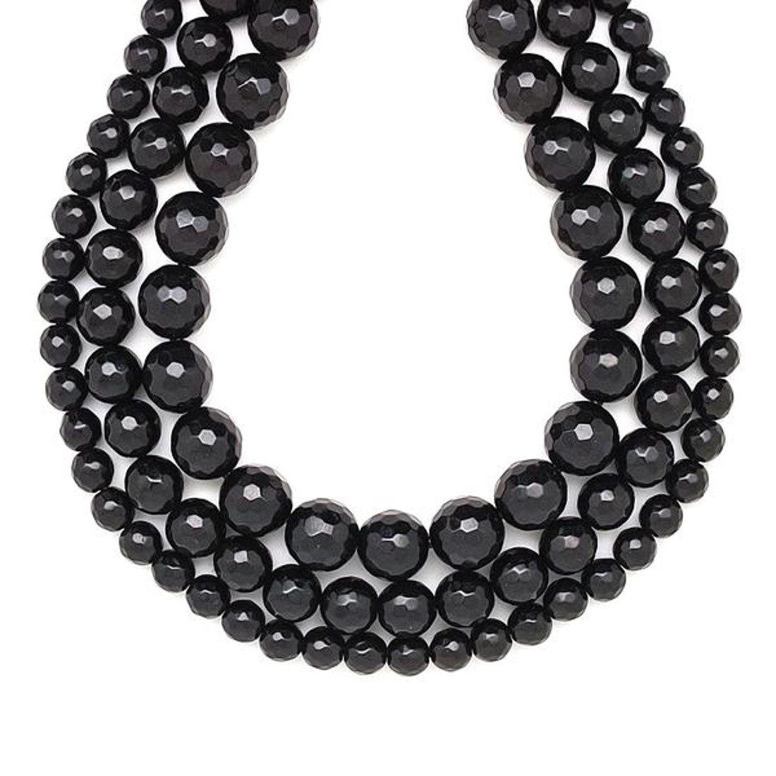 Obszidián fazettált golyó 10mm  ékszerkészítő alapanyag (füzér) - kellékek & szerszámok - ásvány alapanyag - ásványfüzér - Meska.hu