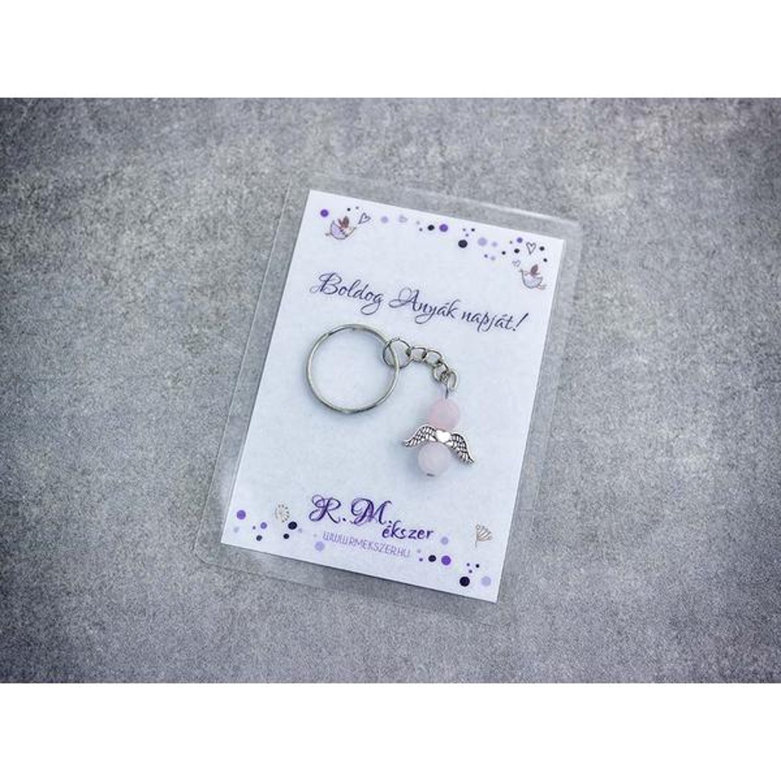 Boldog Anyák napját kulcstartó rózsakvarccal - táska & tok - kulcstartó & táskadísz - kulcstartó - Meska.hu