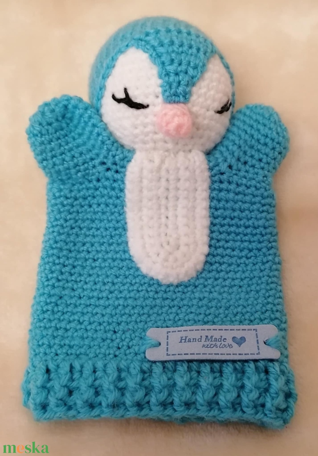 Kék pingvin báb - játék & sport - bábok - kesztyűbáb - Meska.hu