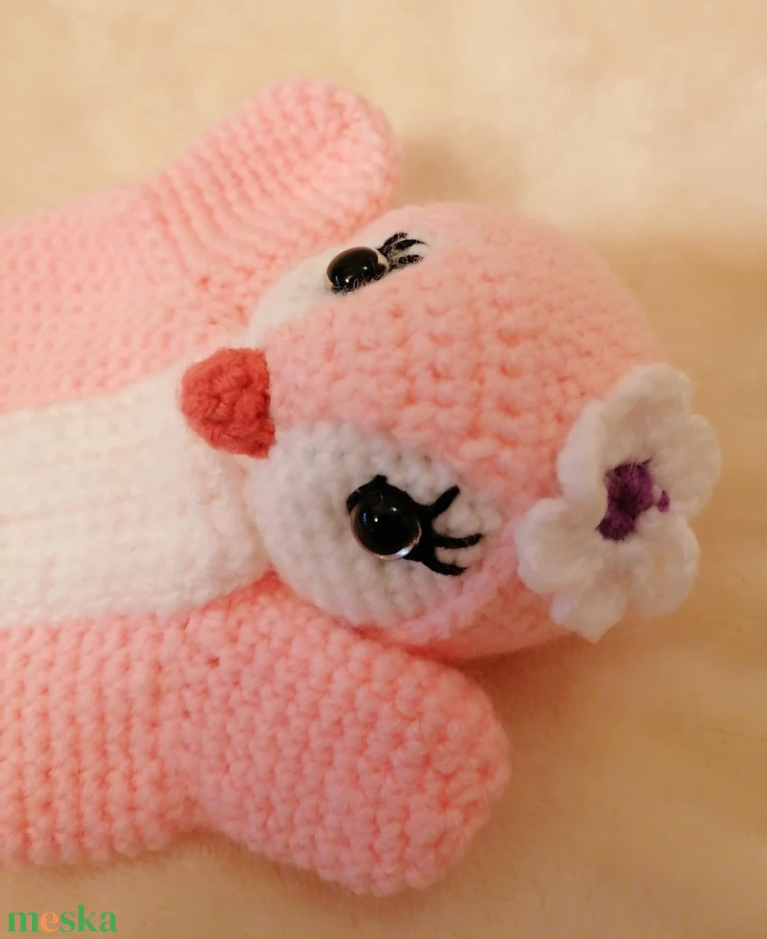 Rózsaszín pingvin báb - játék & sport - bábok - kesztyűbáb - Meska.hu