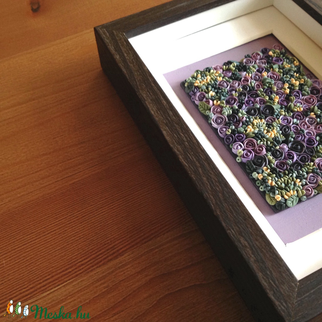 Lila virágtenger - 3D kép süthető gyurmából (S) - otthon & lakás - dekoráció - kép & falikép - Meska.hu
