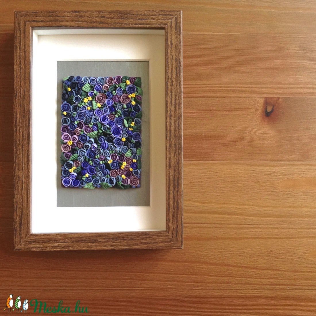Indigó virágtenger - 3D kép süthető gyurmából (S) - otthon & lakás - dekoráció - kép & falikép - Meska.hu