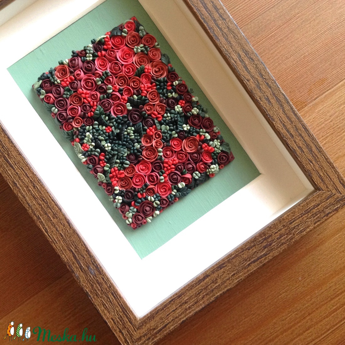 Piros virágtenger - 3D kép süthető gyurmából (S) - otthon & lakás - dekoráció - kép & falikép - Meska.hu
