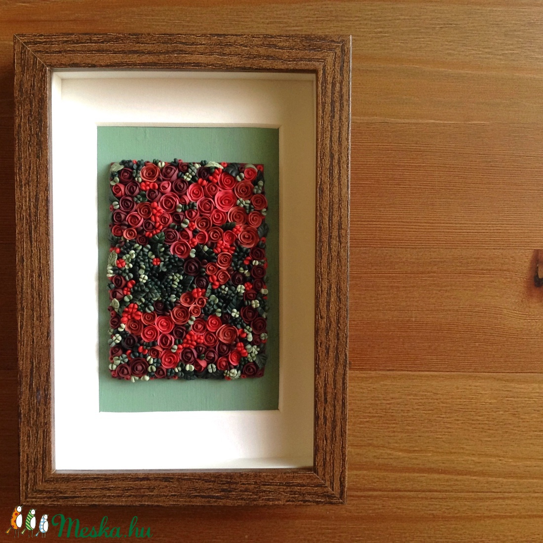 Piros virágtenger - 3D kép süthető gyurmából (S) - otthon & lakás - dekoráció - kép & falikép - Meska.hu