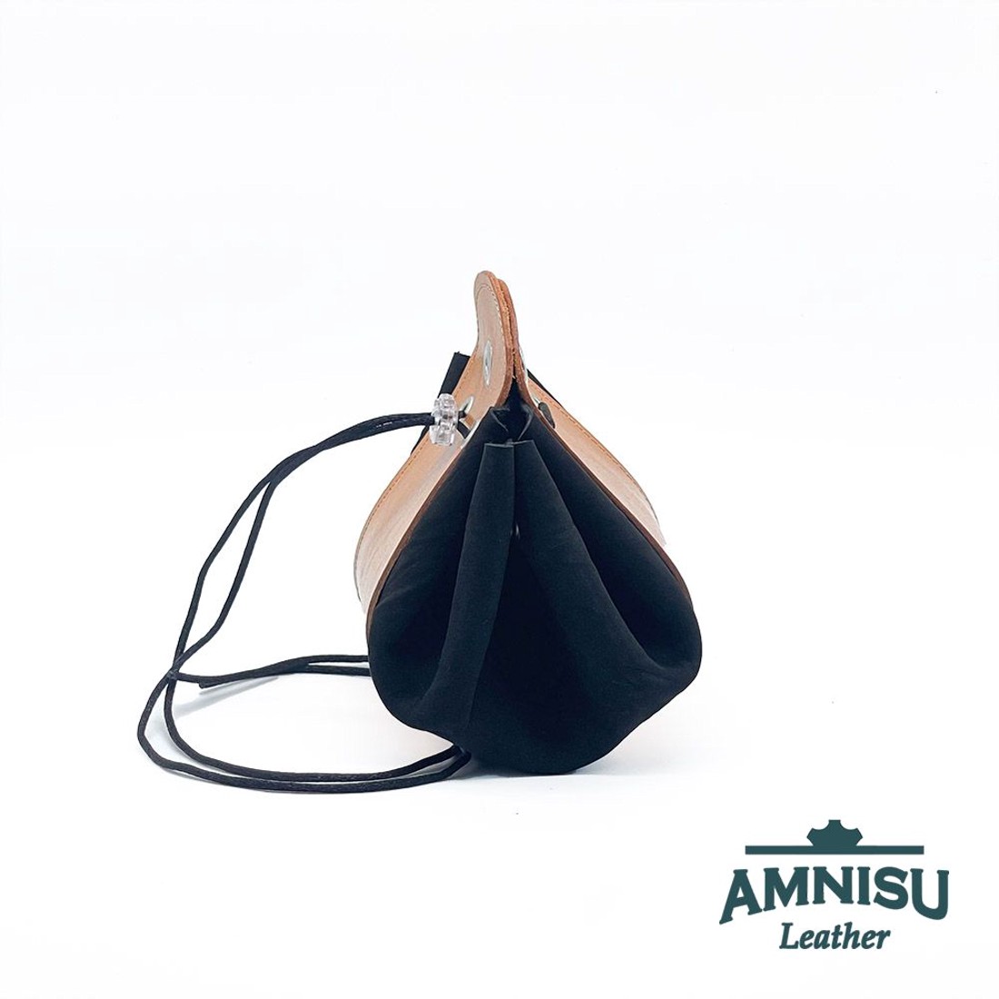 Bézs - gyűrt fekete bőr 2in1 szütyő és kockatálca M3019-8019 - játék & sport - szerepjáték - Meska.hu