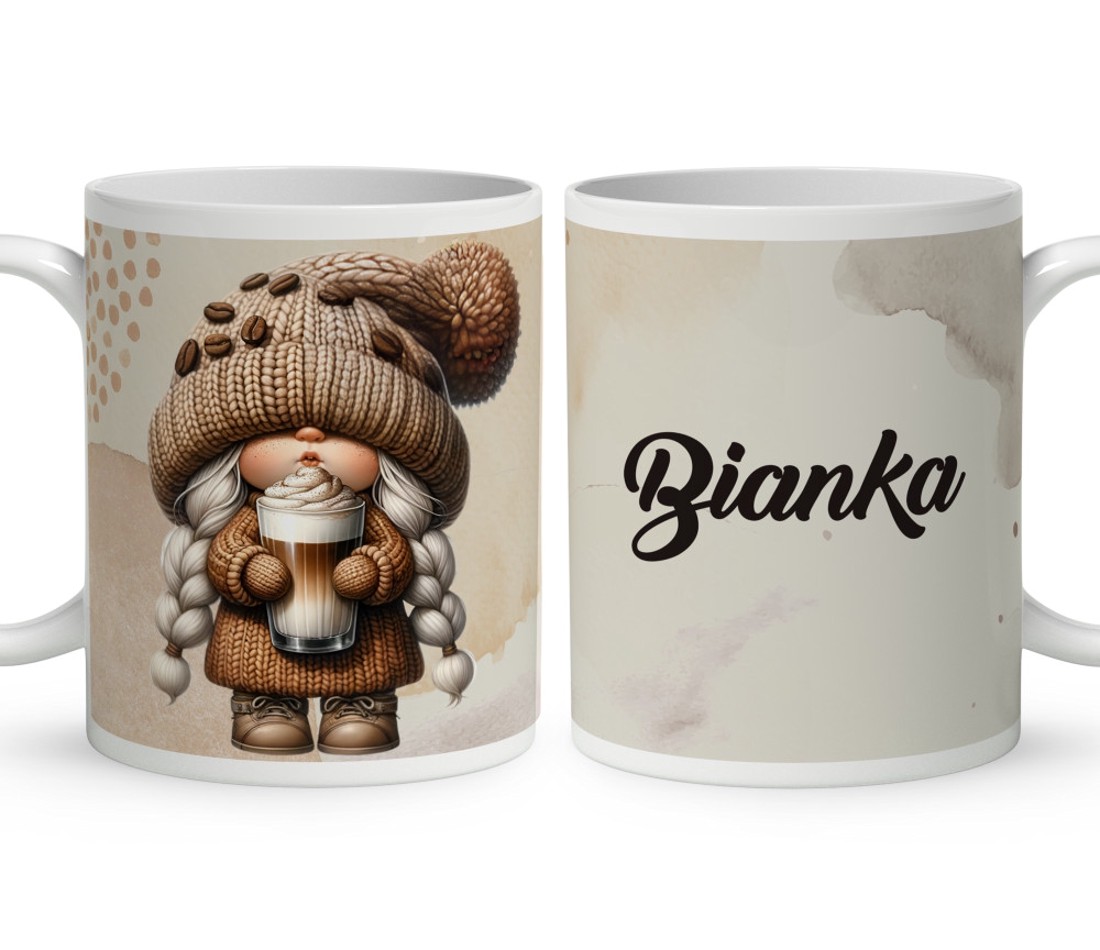 Névvel kérhető - Cappucino kávés manó lány mintás bögre - otthon & életmód - konyhafelszerelés, tálalás - tálalás - bögre & csésze - Meska.hu