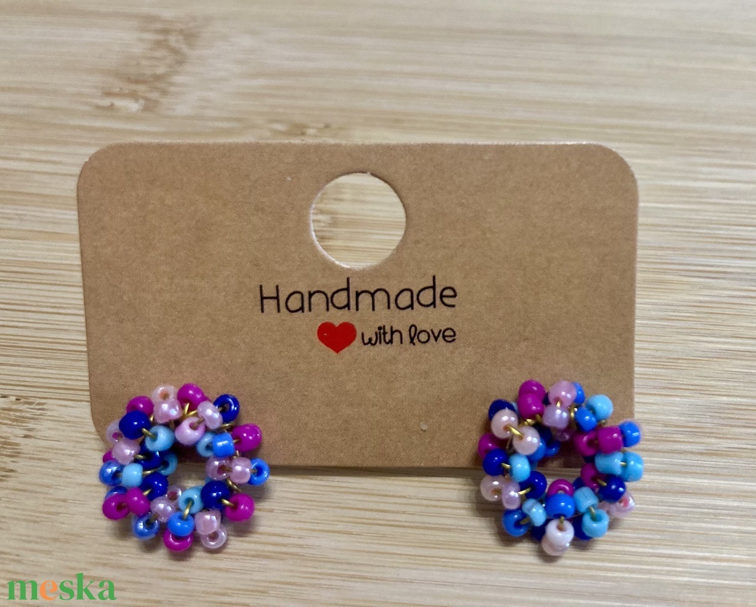 Színes, élénk, gyöngy fülbevaló - ékszer - fülbevaló - pötty fülbevaló - Meska.hu