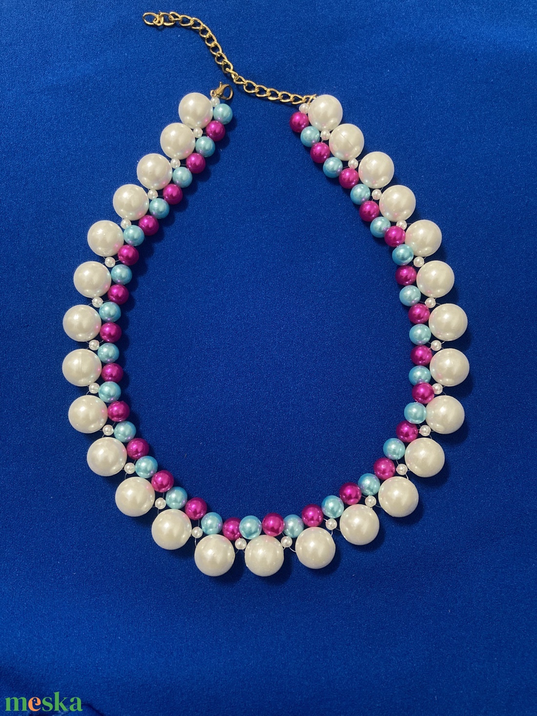 Elegáns, színes, gyöngy nyaklánc - ékszer - nyaklánc - gyöngyös nyaklánc - Meska.hu