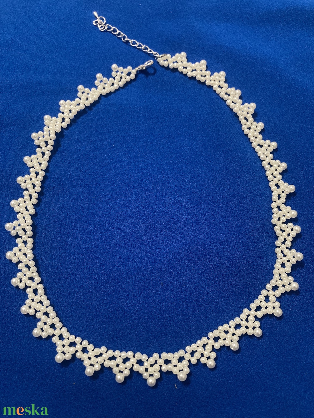 Elegáns, csipke mintájú gyöngy nyaklánc - ékszer - nyaklánc - gyöngyös nyaklánc - Meska.hu