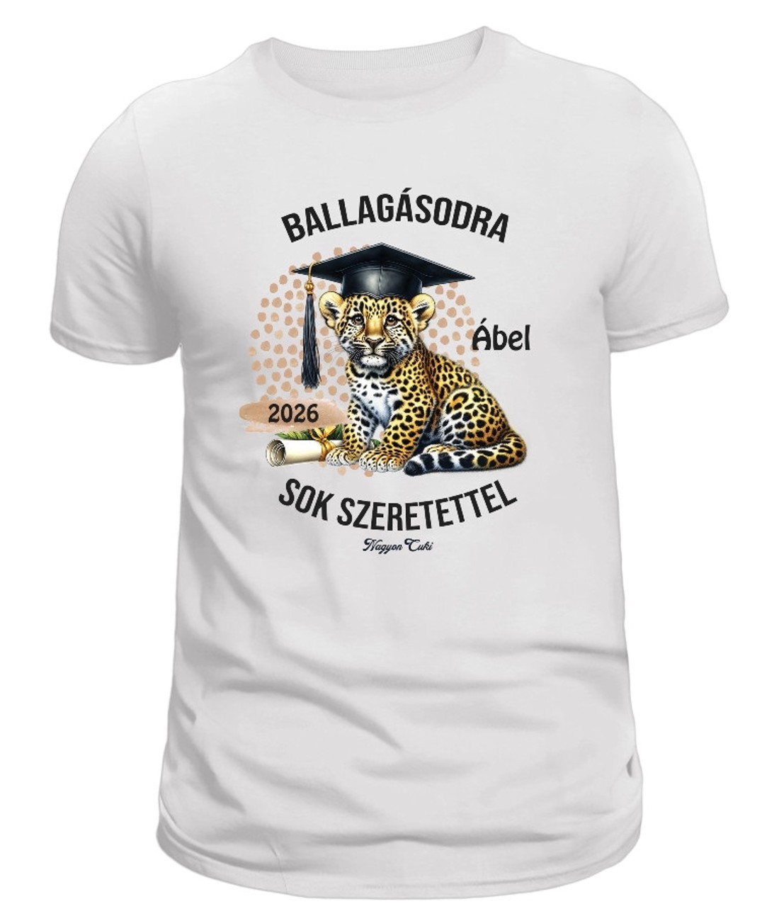 Névvel kérhető Leopárd mintás férfi póló Ballagásra -  - Meska.hu