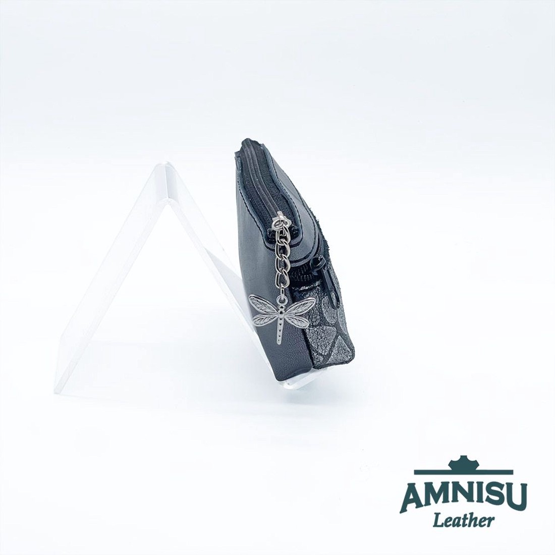 Sötét ezüst - szürke mintás kettő cipzáras kulcstartó B8001-8010 -  - Meska.hu