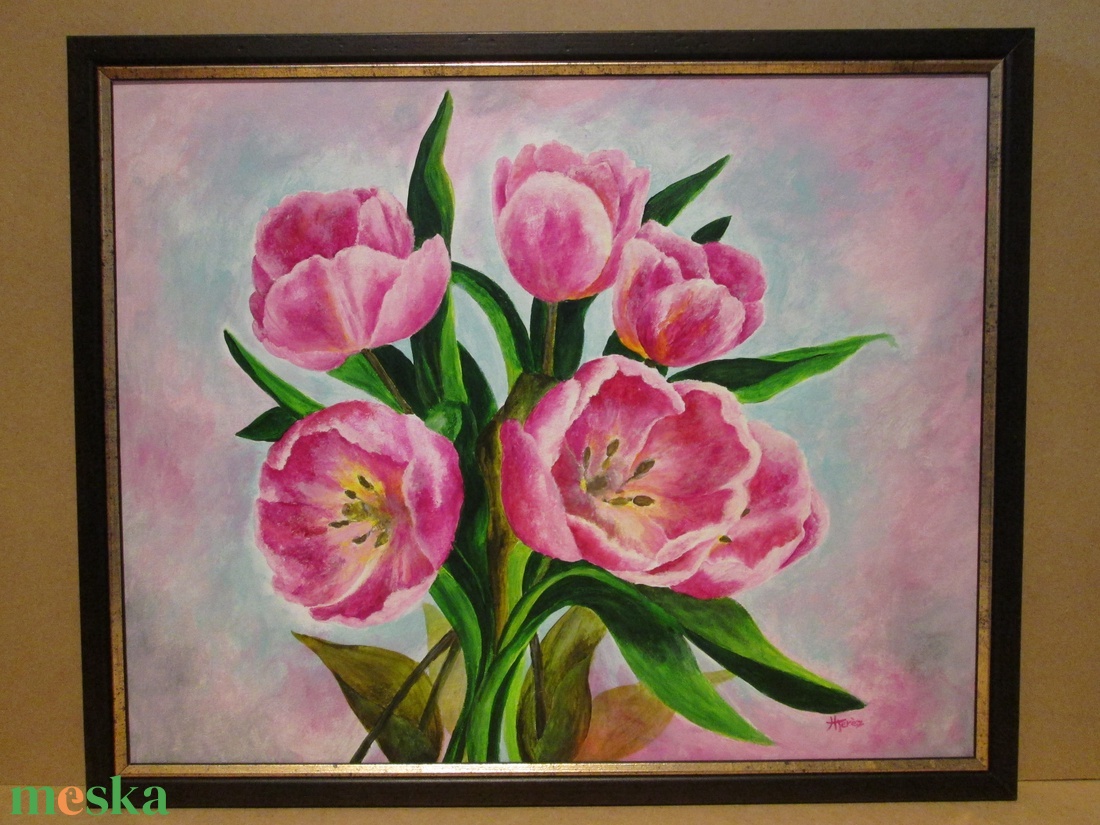 Rózsaszín tulipánok - művészet - festmény - akril - Meska.hu Rózsaszín tulipánok - művészet - festmény - akril - Meska.hu