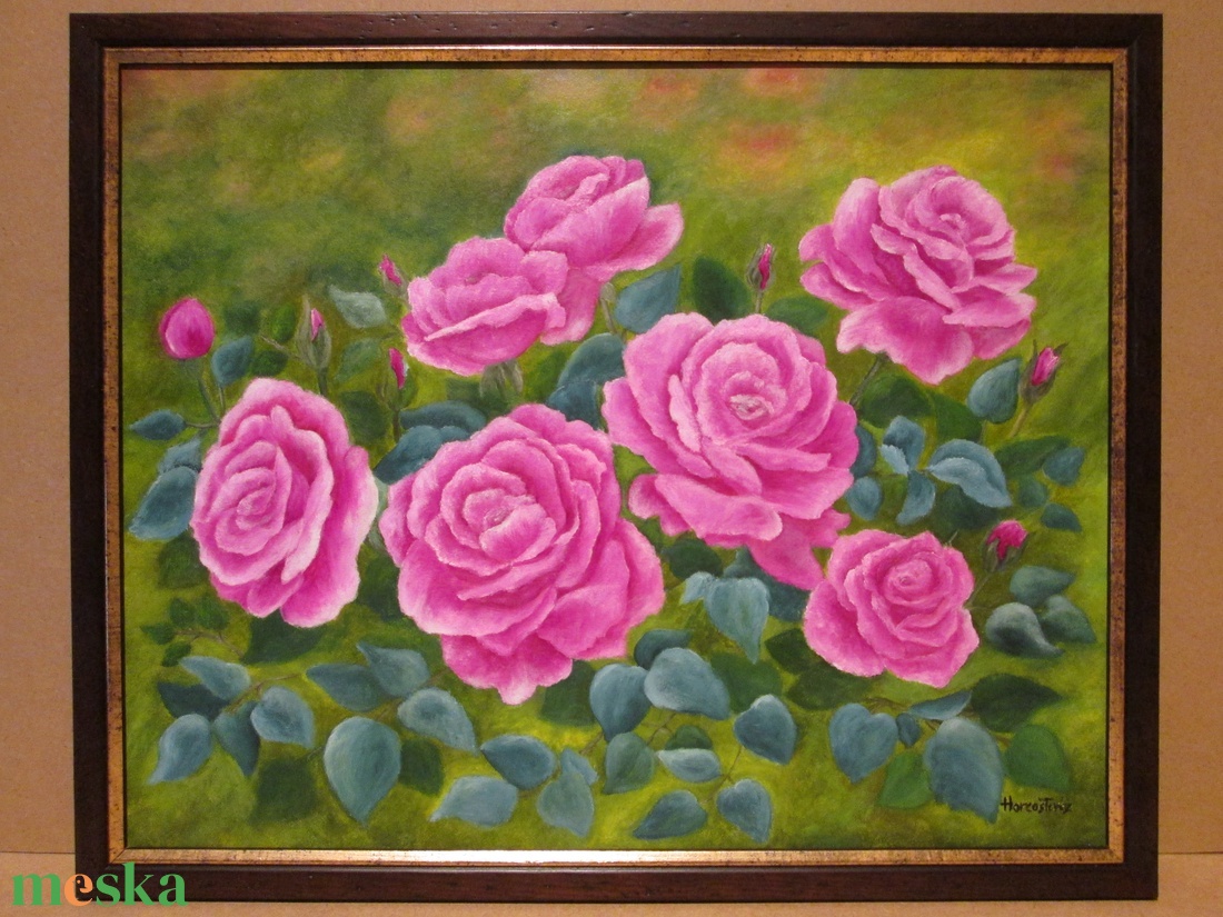 Rózsák , Olajfestmény keretben - művészet - festmény - olajfestmény - Meska.hu