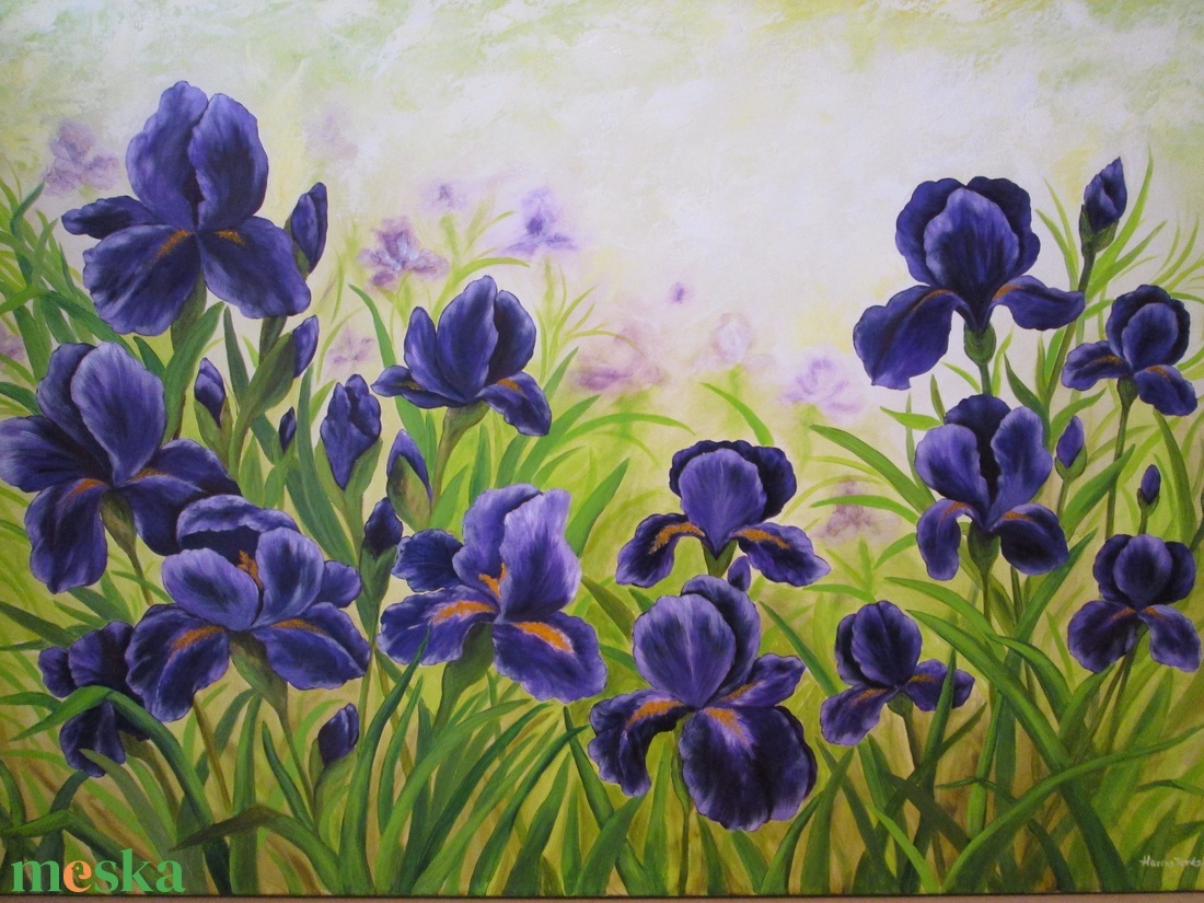 Íriszek tánca , nagy méretű olajfestmény - művészet - festmény - olajfestmény - Meska.hu