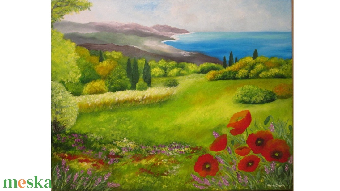 Pipacsok Toszkánában , Olajfestmény - művészet - festmény - olajfestmény - Meska.hu