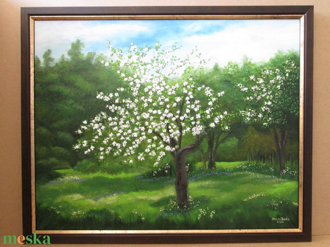 Tavaszi kikelet , olajfestmény keretben - művészet - festmény - olajfestmény - Meska.hu