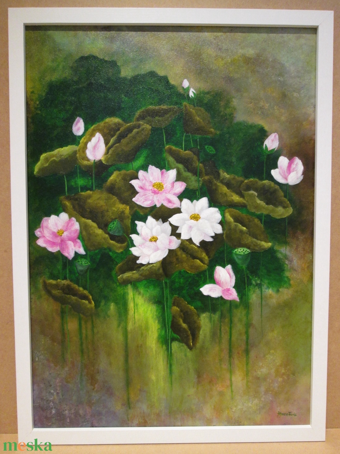 Titokzatos lótuszvirág , festmény - művészet - festmény - akril - Meska.hu