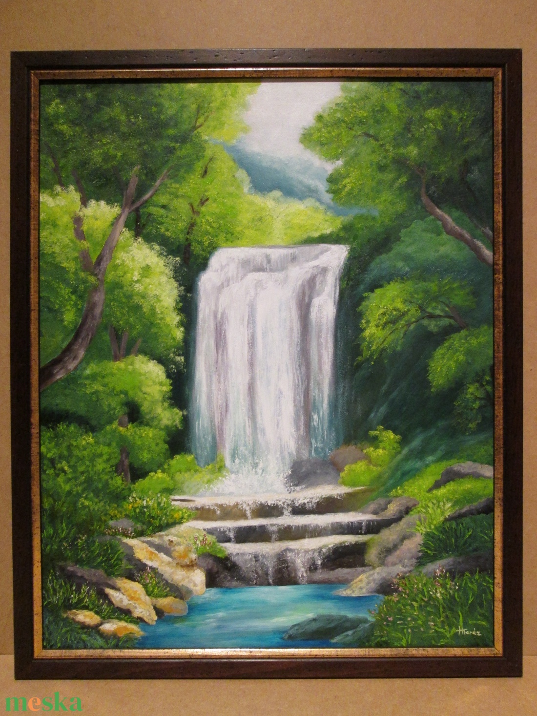 Az erdő mélyén, Olajfestmény keretben - művészet - festmény - olajfestmény - Meska.hu