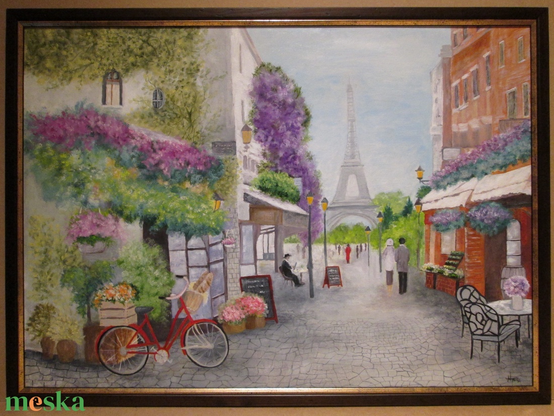 Párizs , Olajfestmény keretben - művészet - festmény - olajfestmény - Meska.hu