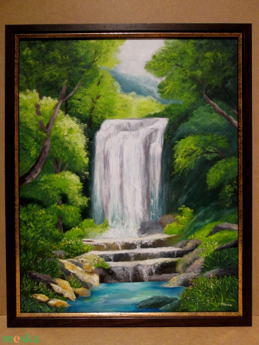 Az erdő mélyén, Olajfestmény keretben - művészet - festmény - olajfestmény - Meska.hu