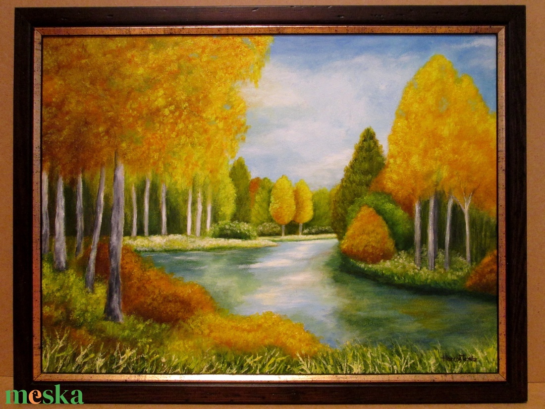 Ősz , Olajfestmény keretben - művészet - festmény - olajfestmény - Meska.hu